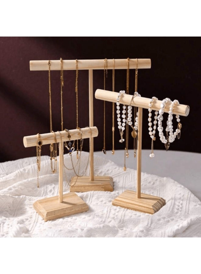 Bukela 3 Sizes Wooden Bracelet Display Stands T-bar Jewelry Holder Necklace Holder Stand Bangle Storage Rack Jewelry Organizer Display for Store Vendors Showcase Selling - Image 1